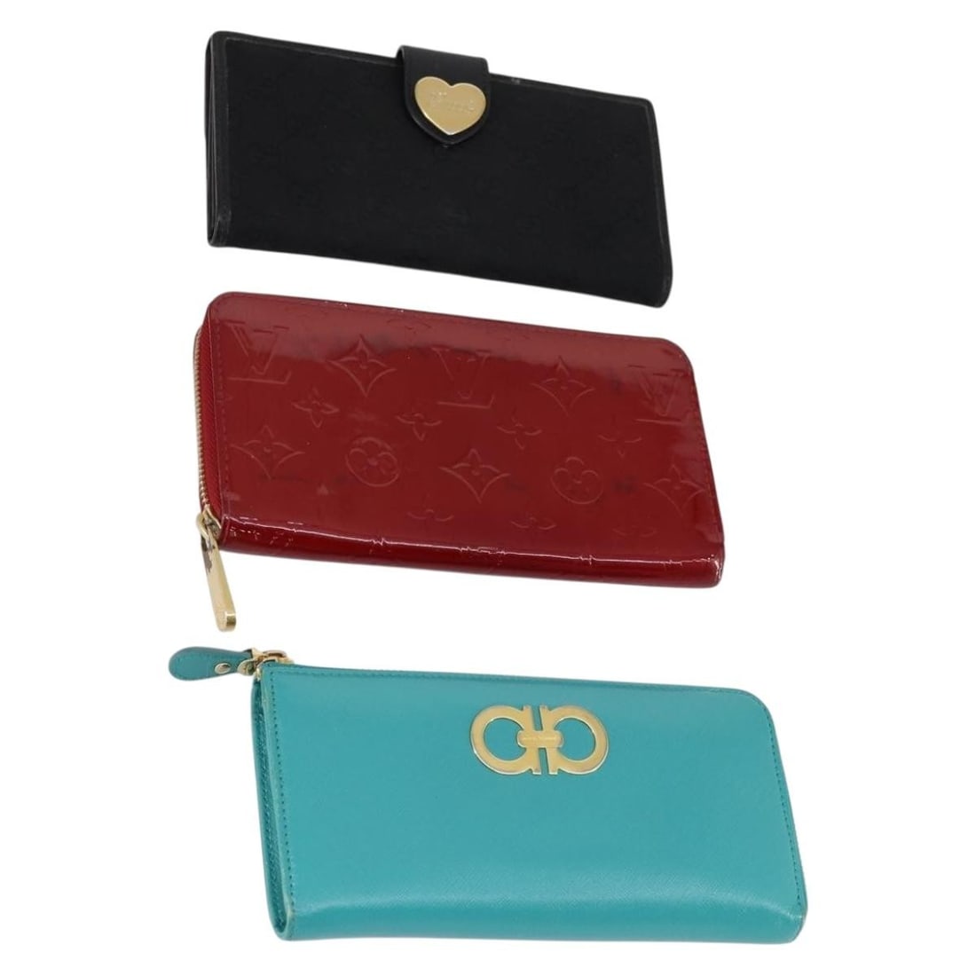Salvatore Ferragamo GG Leather Wallet 3 Piece Set Authentic: Salvatore Ferragamo GG Leather Wallet 3 Piece Set Authentic This Salvatore Ferragamo long wallet showcases a unique blend of style and function, crafted from premium leather in a striking combination