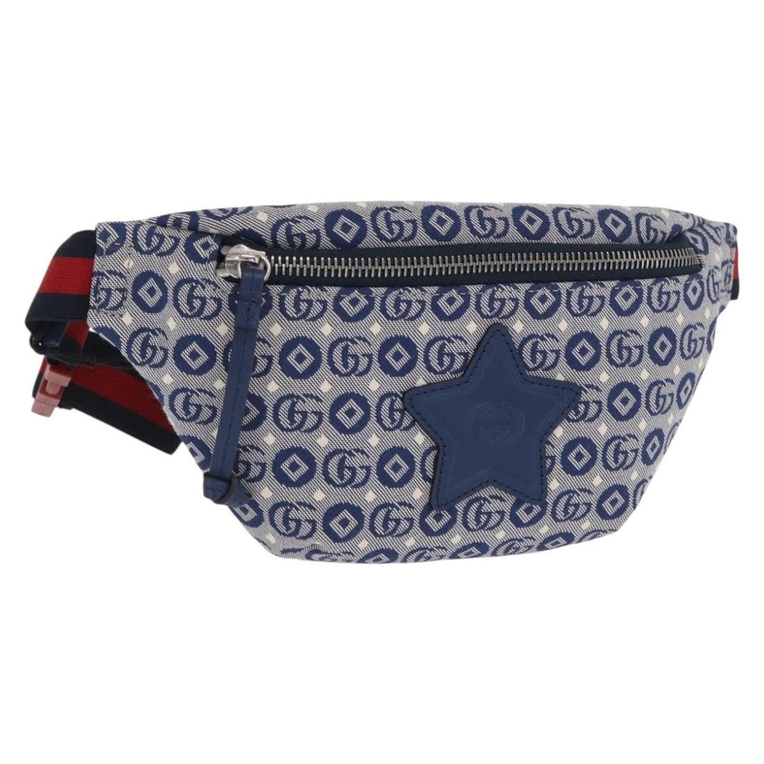 Children's Canvas Waist Bag by Gucci in Navy Red Blue Sherry Line 502095: Children's Canvas Waist Bag by Gucci in Navy Red Blue Sherry Line 502095 This Gucci children's Sherry Line waist bag features a durable canvas exterior in a navy, red, and blue color scheme. The bag i