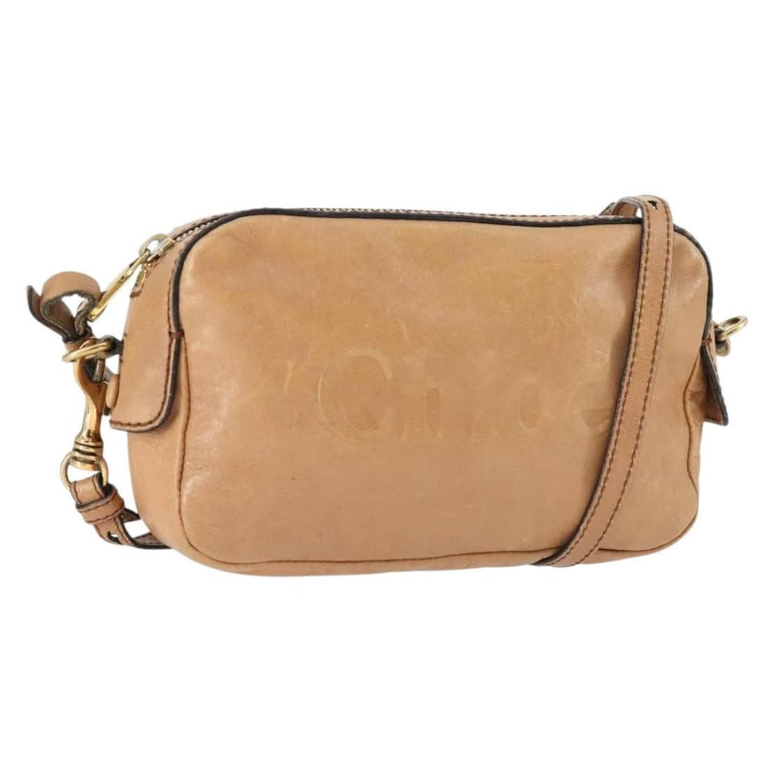 Chloe Beige Leather Shoulder Bag Gold Accents: Chloe Beige Leather Shoulder Bag Gold Accents This Chloe shoulder bag is crafted from beige and gold leather and features a classic design with a practical shoulder strap. The bag has a compact struct