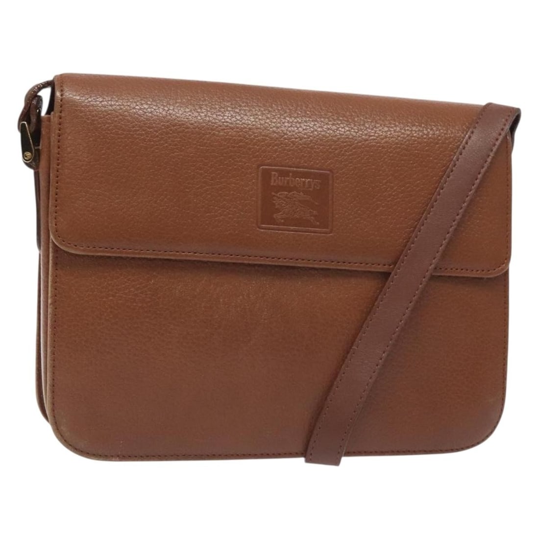 Burberrys Leather Shoulder Bag Brown Gold Vintage Style (1 of 18)