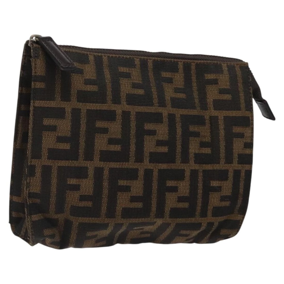 FENDI Zucca Canvas Pouch Black Brown Italy Authentic: FENDI Zucca Canvas Pouch Black Brown Italy Authentic This FENDI Zucca Canvas Pouch is a stylish accessory crafted in Italy, showcasing a chic combination of black and brown colors. Made from durable Z