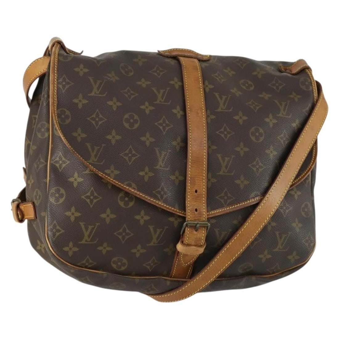 Louis Vuitton Saumur 35 Monogram Canvas Shoulder Bag M42254 France: Louis Vuitton Saumur 35 Monogram Canvas Shoulder Bag M42254 France This is a Louis Vuitton Monogram Saumur 35 shoulder bag crafted from signature Monogram canvas. The bag features an adjustable should