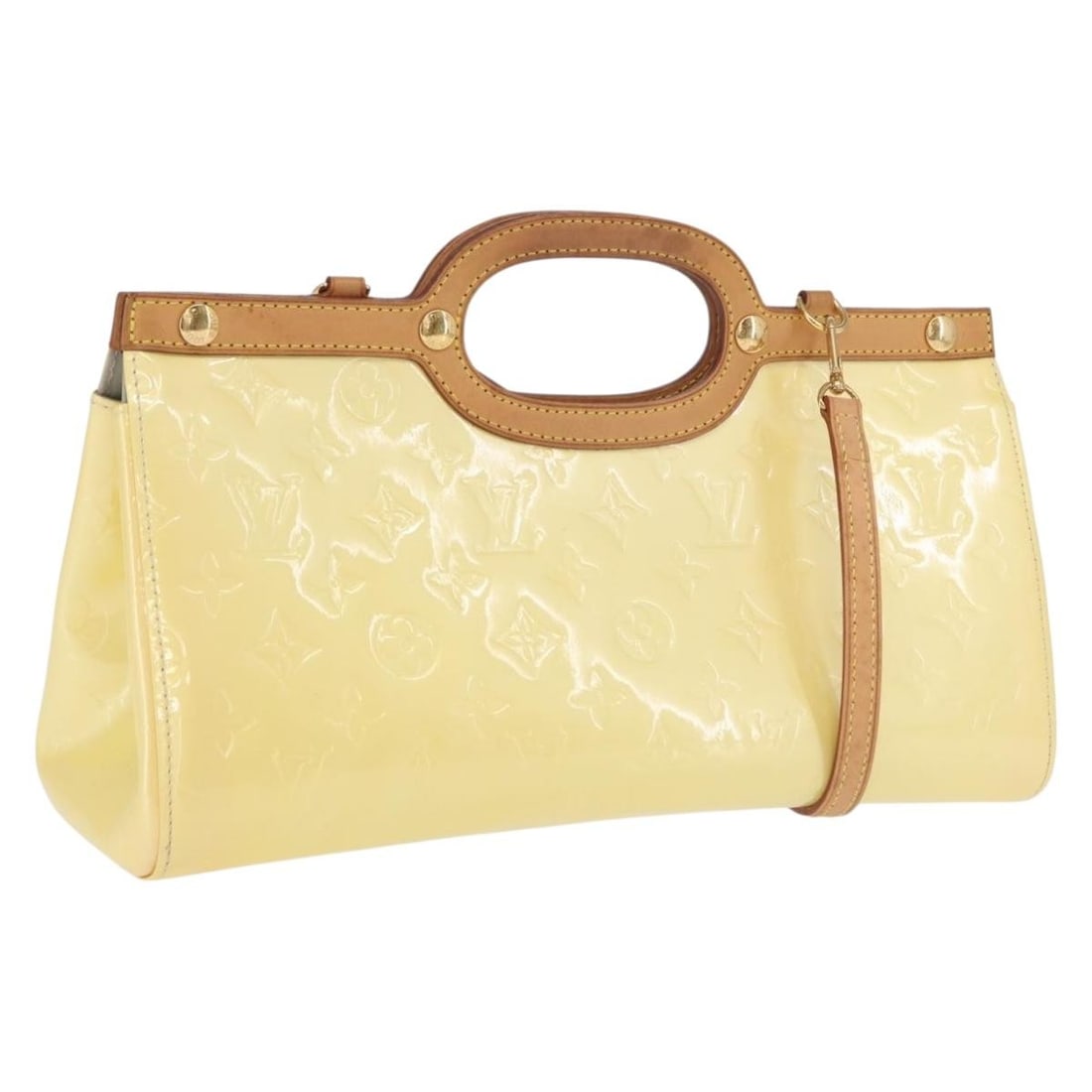Louis Vuitton Monogram Vernis Patent Leather Roxbury Drive 2-Way Bag M91374: Louis Vuitton Monogram Vernis Patent Leather Roxbury Drive 2-Way Bag M91374 This Louis Vuitton Monogram Vernis Roxbury Drive handbag in Perle patent leather features a sleek design with a shoulder str