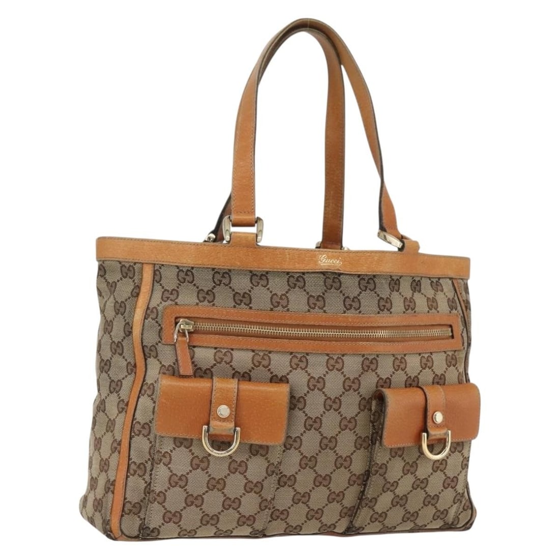 Beige and Gold GG Canvas Gucci Tote Bag Model 146247: Beige and Gold GG Canvas Gucci Tote Bag Model 146247 This is a GUCCI GG Canvas Tote Bag in beige and gold, crafted in Italy. The bag features the iconic GG canvas exterior, gold-tone accents, and dual
