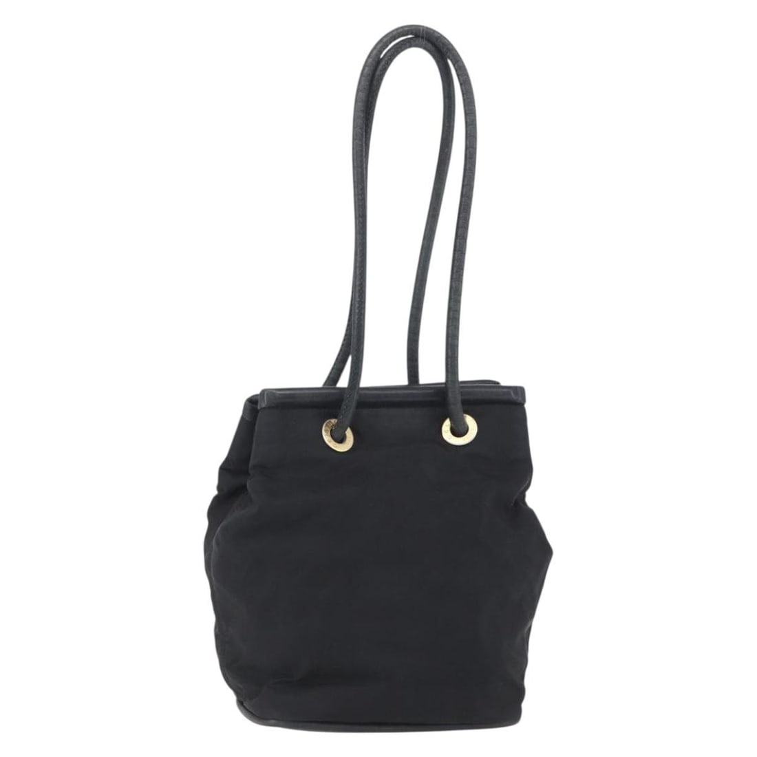 CELINE Black Gold Nylon Shoulder Bag Made in Italy: CELINE Black Gold Nylon Shoulder Bag Made in Italy This Celine shoulder bag is a stylish accessory crafted from durable nylon in a classic black and gold color combination. Measuring approximately 11.