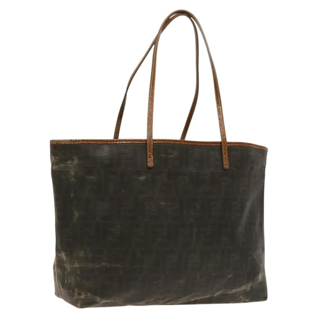 FENDI Zucca Brown Khaki Coated Canvas Tote Bag Made in Italy (1 of 18)