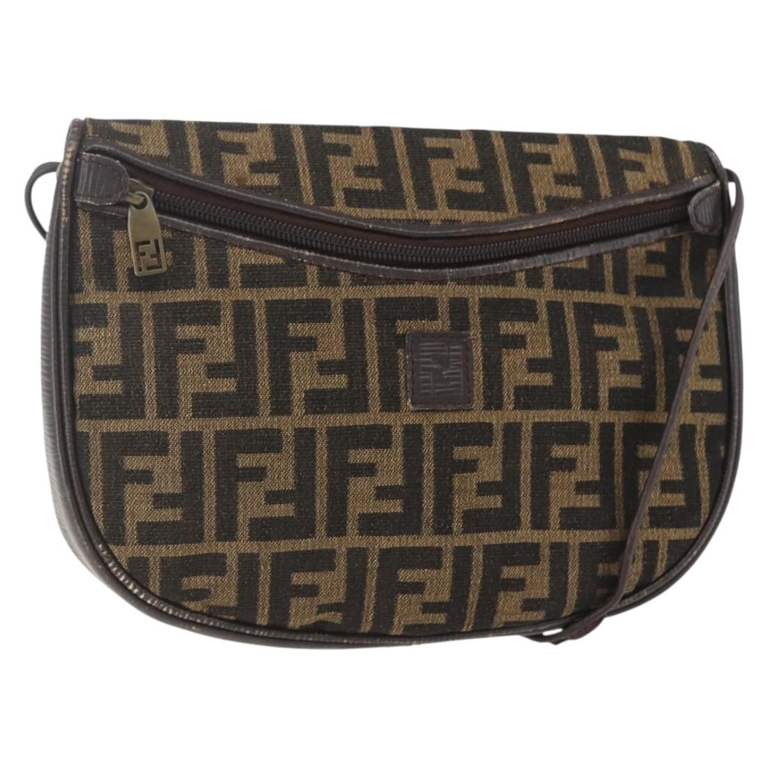 FENDI Zucca Canvas Shoulder Bag Black Brown Italy 157010: FENDI Zucca Canvas Shoulder Bag Black Brown Italy 157010 This authentic FENDI Zucca Canvas Shoulder Bag features a stylish black and brown exterior crafted from durable Zucca canvas. With approximate