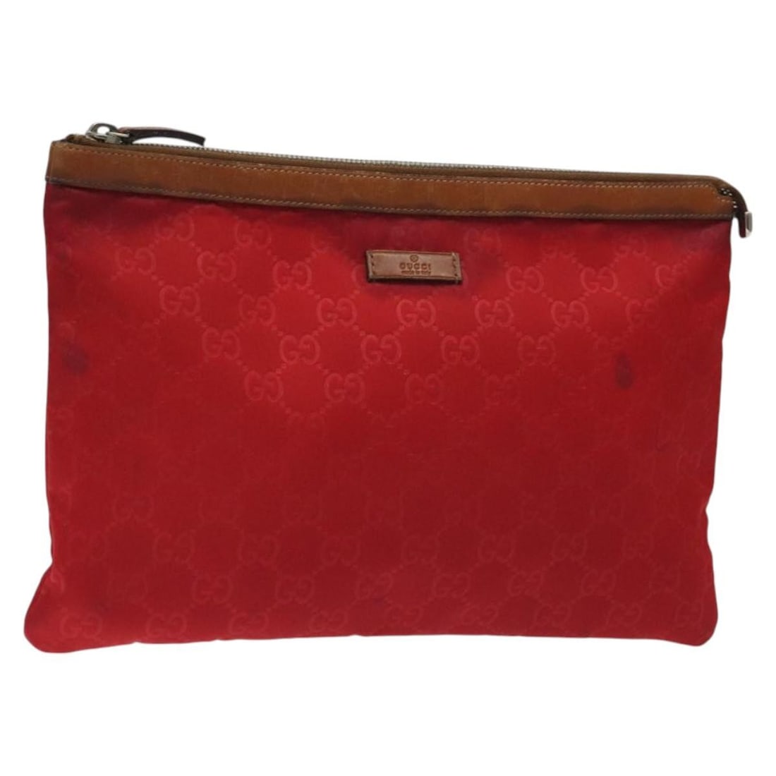 GUCCI GG Nylon Clutch Bag Red Silver 286209 Authentic Italy (1 of 18)