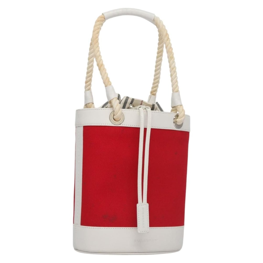 BURBERRY Blue Label Hand Bag Canvas Red White Silver Auth (1 of 18)