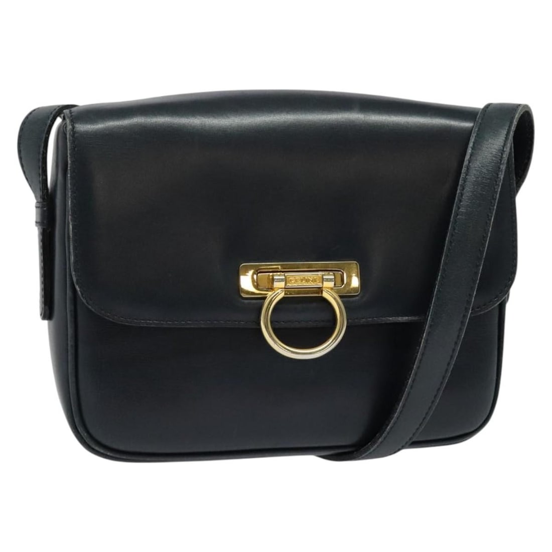 CELINE Leather Shoulder Bag Navy Gold Made in Italy: CELINE Leather Shoulder Bag Navy Gold Made in Italy This exquisite CELINE shoulder bag is crafted from luxurious leather in a stunning navy and gold color combination. Made in Italy, it showcases the