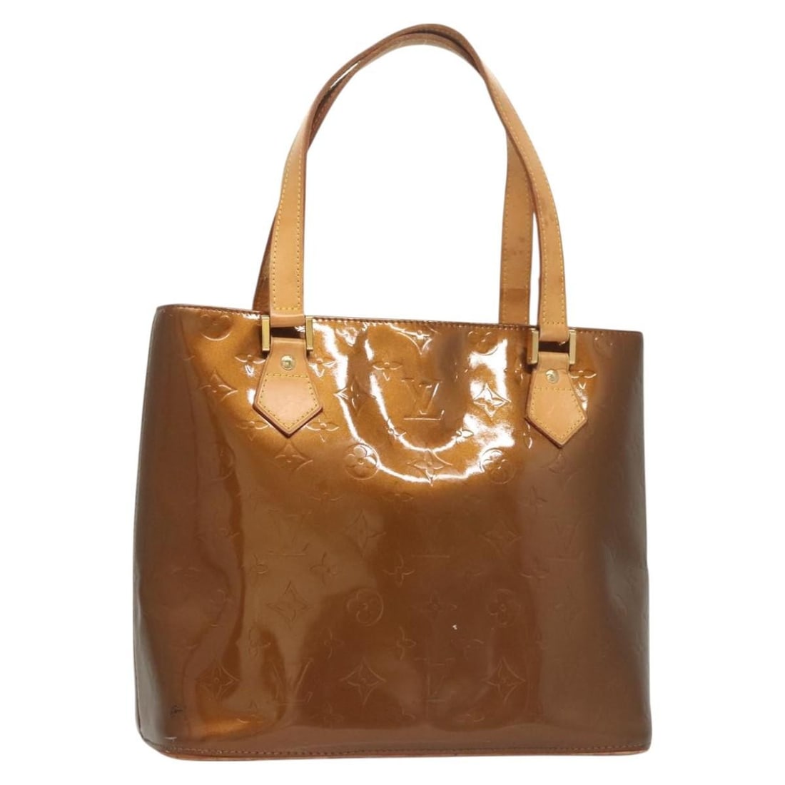 LOUIS VUITTON M91122 Monogram Vernis Houston Bag Bronze Patent Leather: LOUIS VUITTON M91122 Monogram Vernis Houston Bag Bronze Patent Leather Introducing the LOUIS VUITTON Monogram Vernis Houston Hand Bag, a stylish and functional accessory crafted from high-quality pate