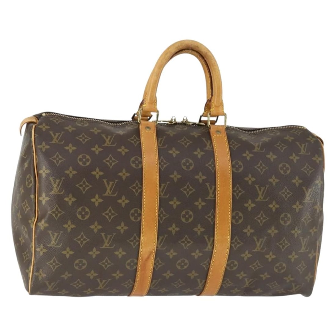 Louis Vuitton Monogram Canvas Boston Bag M41428 45cm Made in France: Louis Vuitton Monogram Canvas Boston Bag M41428 45cm Made in France This Louis Vuitton Boston Bag features the classic Monogram Canvas exterior with a monogram color pattern. The bag measures approxim