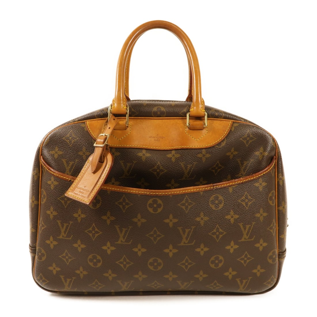 LOUIS VUITTON Deauville Handbag M47270 Monogram Brown PVC Canvas: LOUIS VUITTON Deauville Handbag M47270 Monogram Brown PVC Canvas This authentic Louis Vuitton Deauville Handbag (M47270) is crafted from durable PVC coated canvas in a classic brown monogram design. T