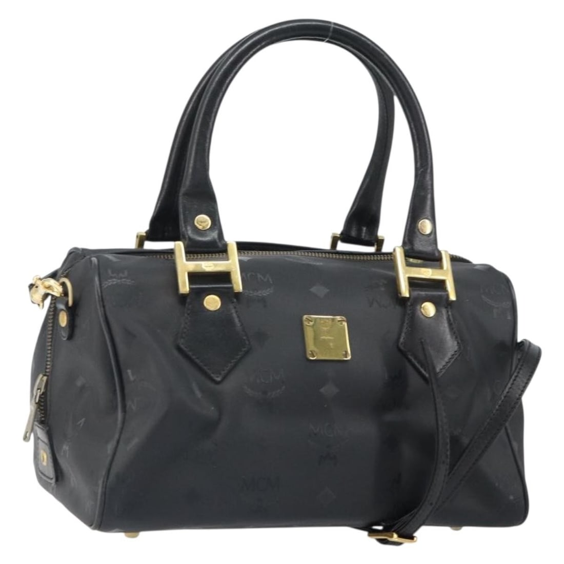 MCM Vicetos Black PVC Shoulder and Handbag with Gold Accents Two Way (1 of 18)