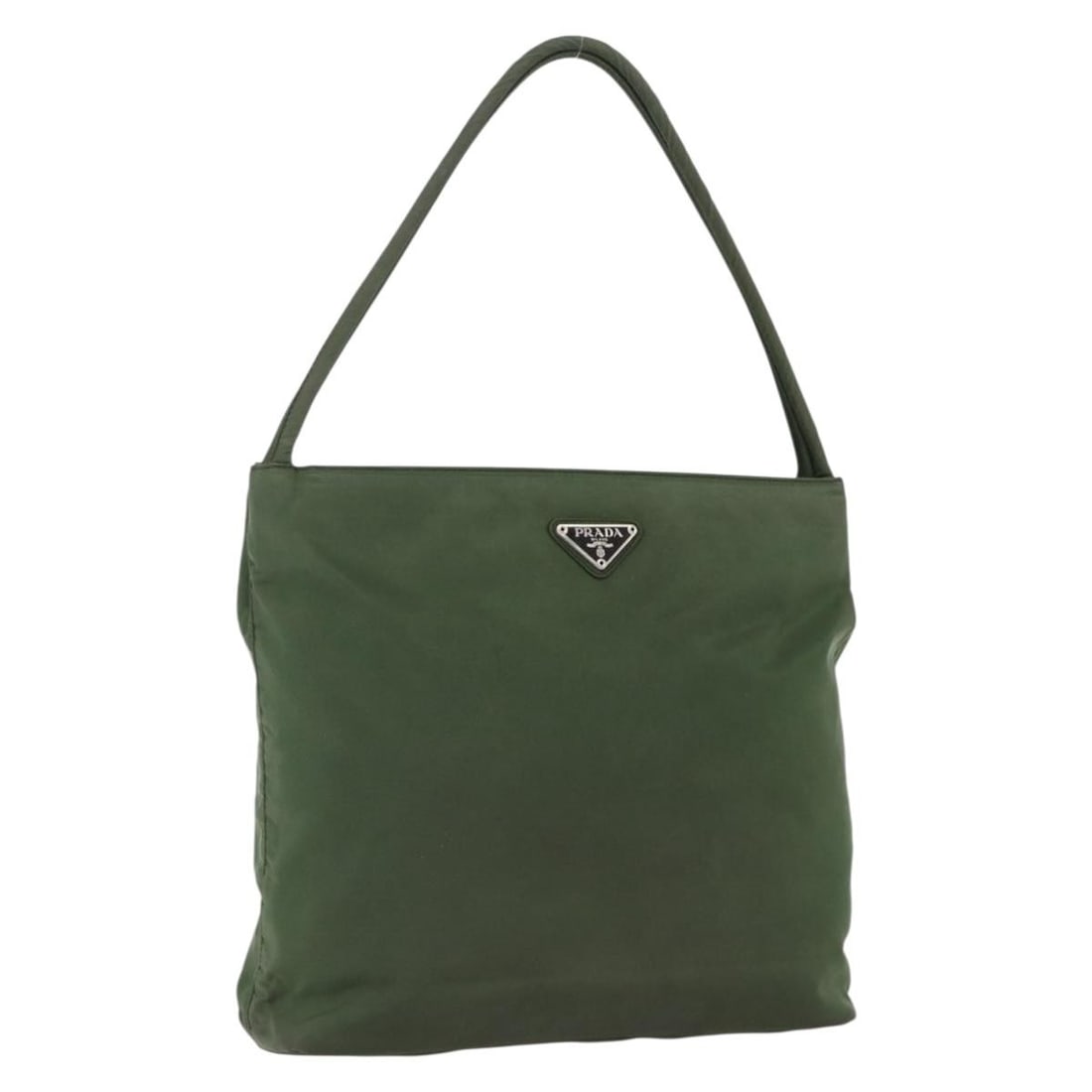 Green Nylon Prada Tote with Guarantee Card Made in Italy: Green Nylon Prada Tote with Guarantee Card Made in Italy This PRADA tote bag features a green nylon exterior and is made in Italy. The bag has a spacious interior and includes a guarantee card as an a