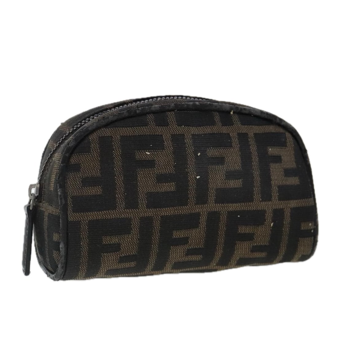 Brown Canvas Zucca Pouch by Fendi Italy: Brown Canvas Zucca Pouch by Fendi Italy This FENDI Zucca canvas pouch features the iconic brown Zucca monogram design. Crafted from durable canvas, it offers a compact and practical accessory option.