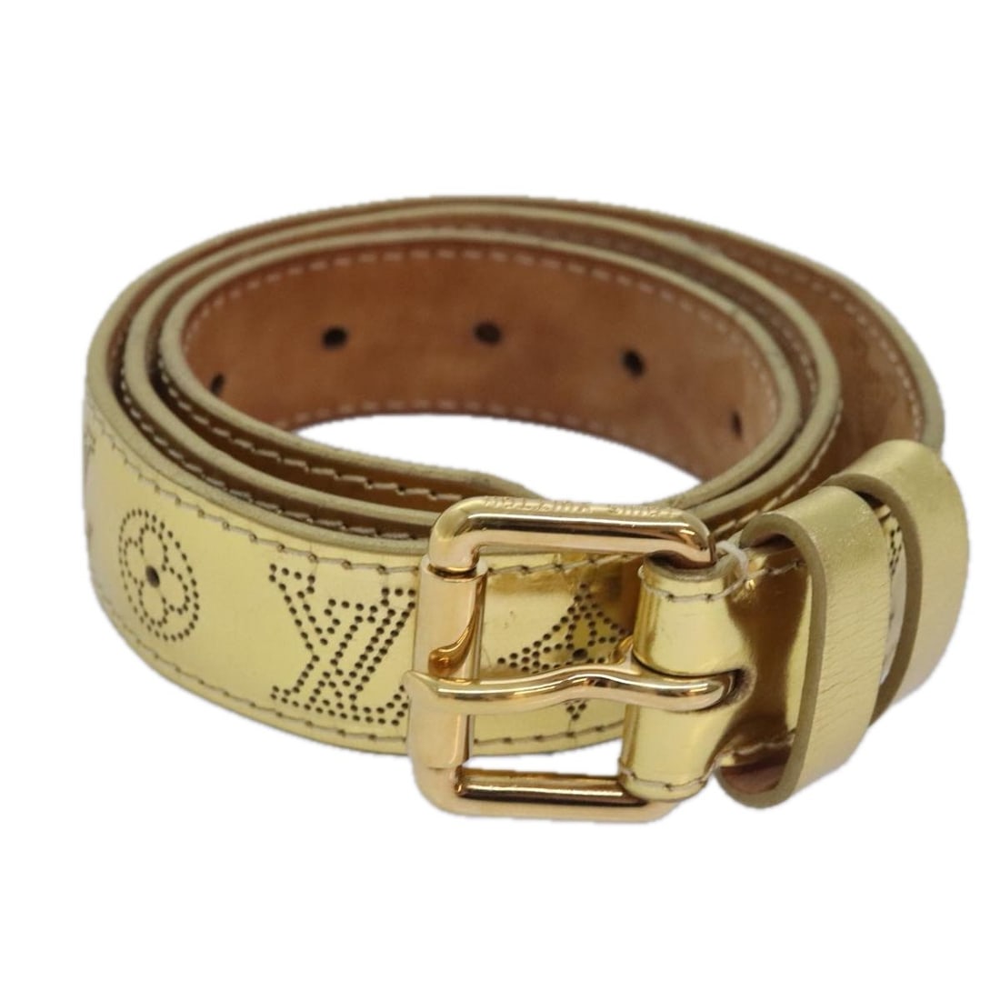 LOUIS VUITTON Monogram Mahina Ceinture Leather Belt Gold M9614W Authentic: LOUIS VUITTON Monogram Mahina Ceinture Leather Belt Gold M9614W Authentic This LOUIS VUITTON Monogram Mahina Ceinture Belt is a stylish accessory that embodies luxury and sophistication. Crafted in Sp