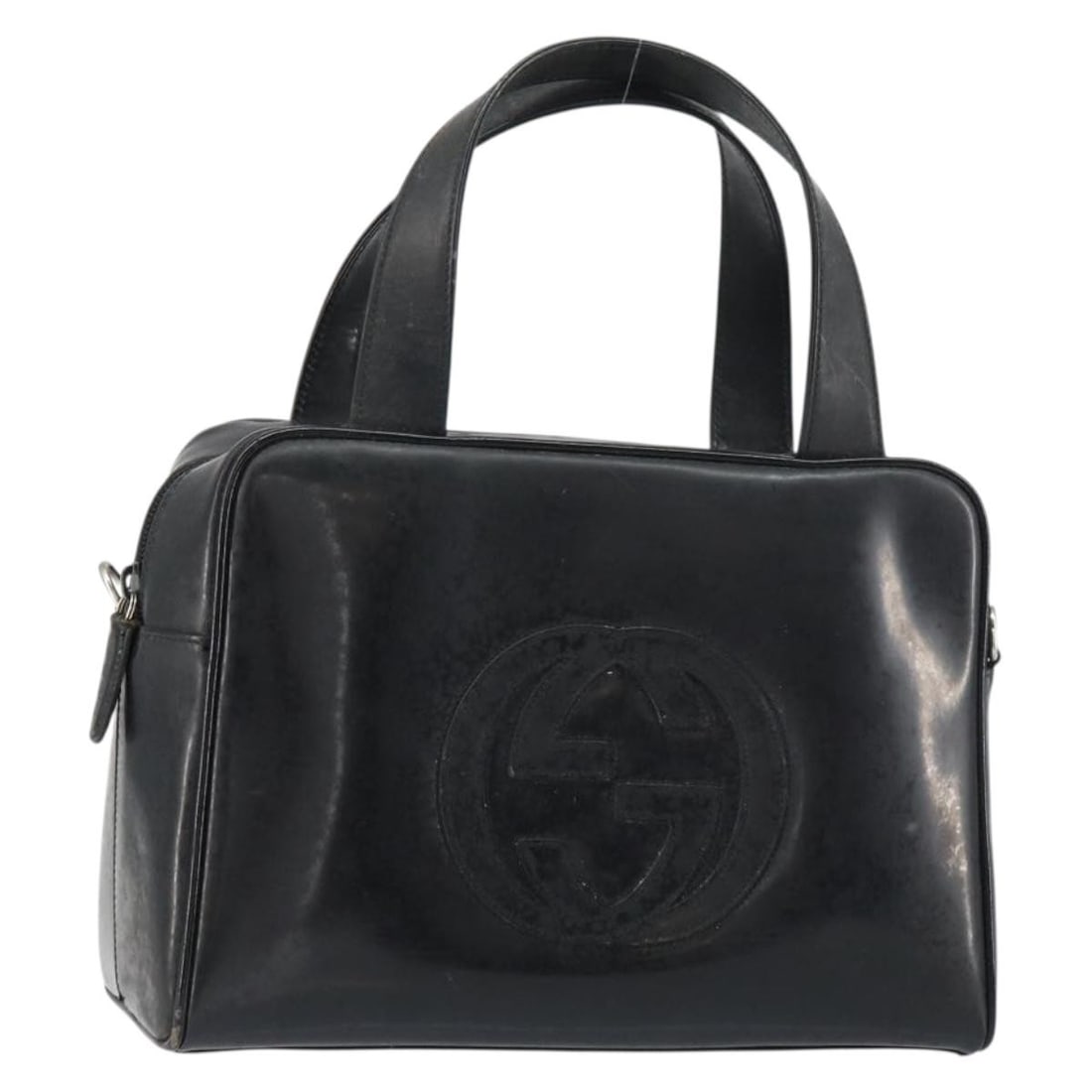 GUCCI Black Silver Enamel Hand Bag 000 1274 0505 Auth Italy: GUCCI Black Silver Enamel Hand Bag 000 1274 0505 Auth Italy Elevate your style with this authentic GUCCI Hand Bag, crafted in Italy from elegant enamel. This striking bag features a sophisticated blac