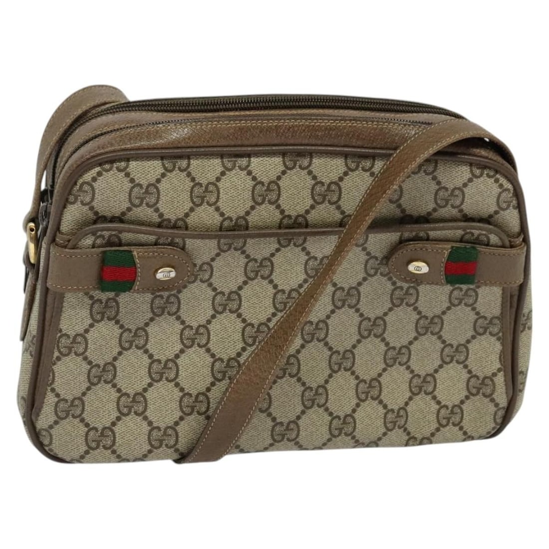 GUCCI GG Supreme Sherry Line Shoulder Bag PVC Beige 66 02 049 Authentic: GUCCI GG Supreme Sherry Line Shoulder Bag PVC Beige 66 02 049 Authentic This GUCCI GG Supreme Web Sherry Line Shoulder Bag features a stylish and elegant design, crafted from durable PVC leather with