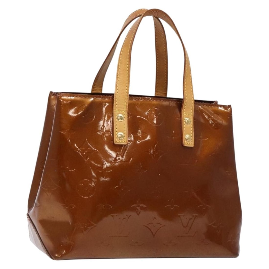 LOUIS VUITTON Monogram Vernis Reade PM Hand Bag Bronze Patent Leather M91146: LOUIS VUITTON Monogram Vernis Reade PM Hand Bag Bronze Patent Leather M91146 This authentic Louis Vuitton Monogram Vernis Reade PM handbag is crafted from luxurious patent leather in a stunning bronze
