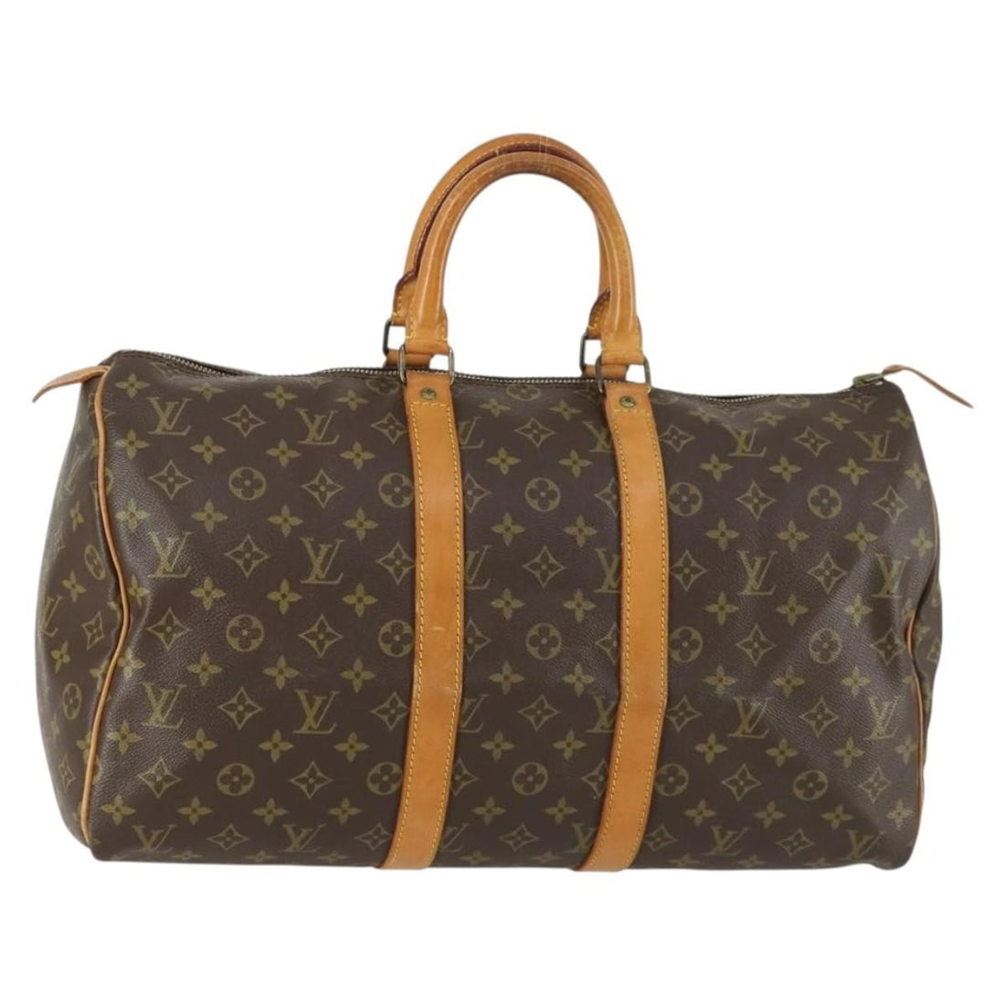 Louis Vuitton Keepall 45 Monogram Canvas Boston Travel Bag M41428: Louis Vuitton Keepall 45 Monogram Canvas Boston Travel Bag M41428 This is a Louis Vuitton Monogram Keepall 45 Boston Bag, model M41428. Crafted from the signature monogram canvas, it features a spacio
