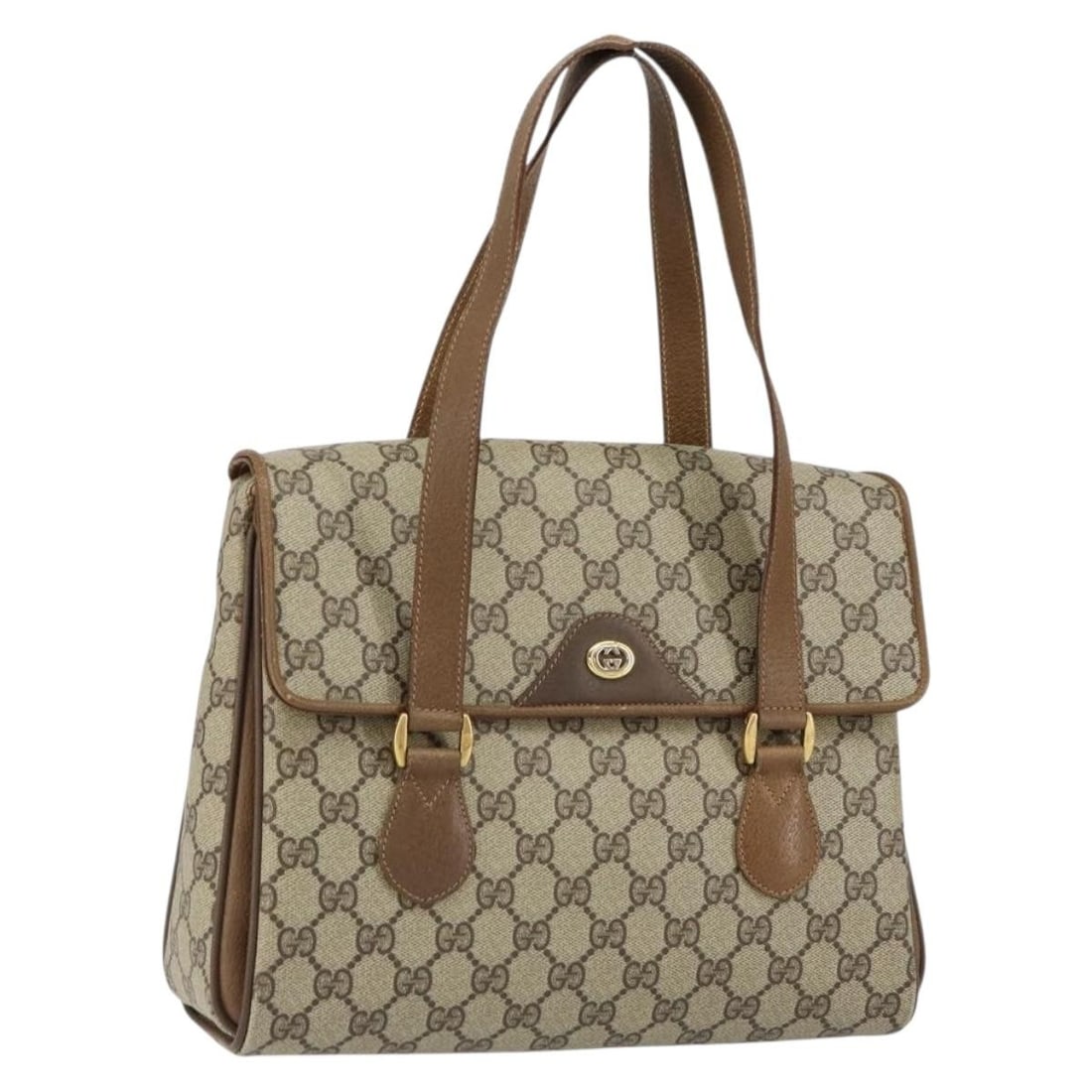 GUCCI GG Supreme Hand Bag Beige Gold 116 02 080 Auth Italy (1 of 18)