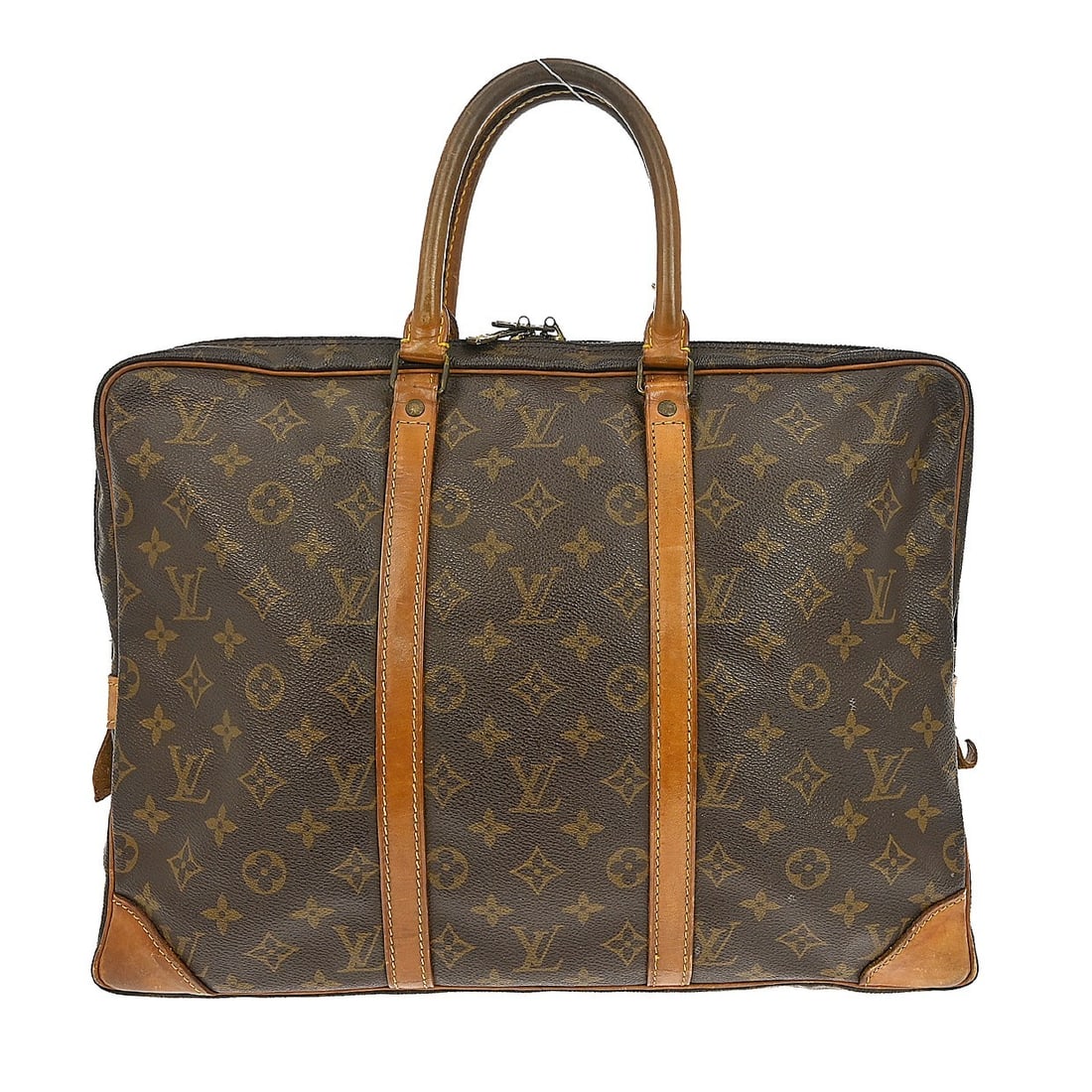 Louis Vuitton Porte-Documents Voyage Monogram Canvas Medium Vintage Bag M53361: Louis Vuitton Porte-Documents Voyage Monogram Canvas Medium Vintage Bag M53361 This Louis Vuitton Porte-Documents Voyage handbag features the iconic Monogram canvas leather exterior with double beige