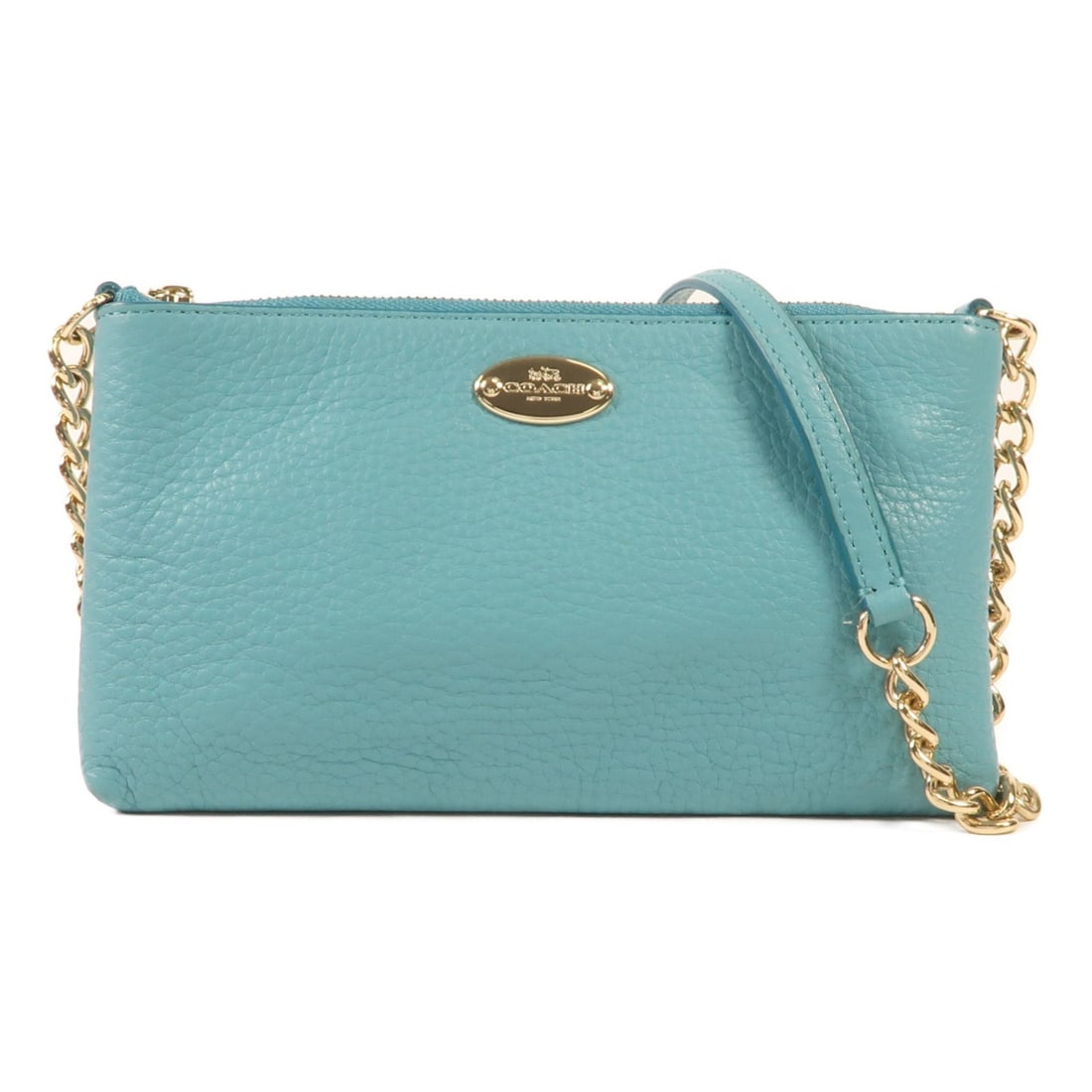 COACH Blue Calfskin Leather Shoulder Bag GHW: COACH Blue Calfskin Leather Shoulder Bag GHW This stylish shoulder bag from COACH is crafted from high-quality calfskin leather in a striking blue hue. With a compact design, it is perfect for everyda