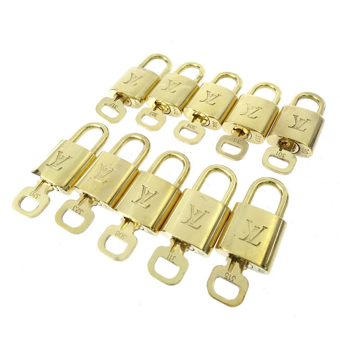 Set of 10 Gold Louis Vuitton Padlocks With Keys Bag Charms (1 of 1)