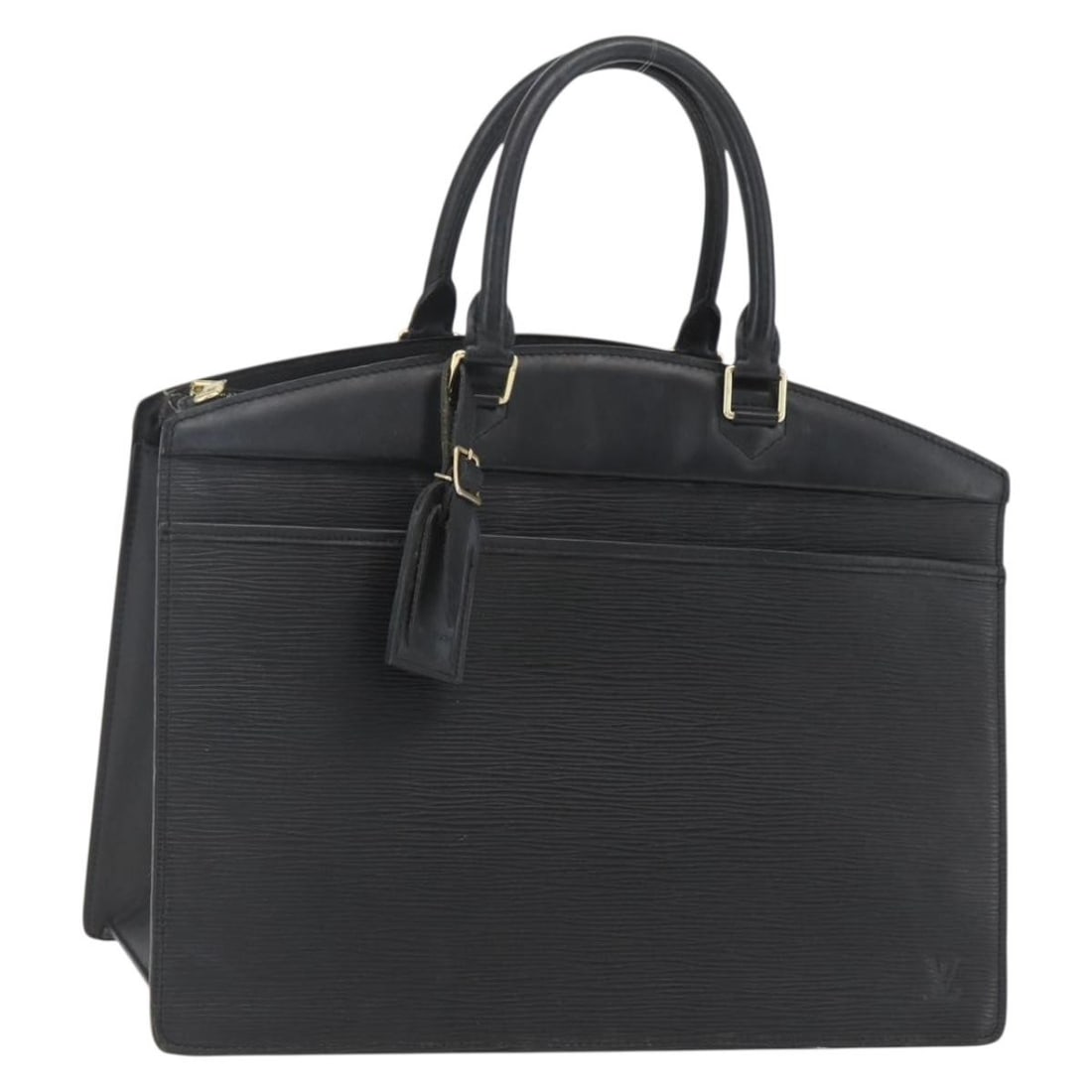 Louis Vuitton Riviera Epi Leather Black Handbag with Name Tag M48182: Louis Vuitton Riviera Epi Leather Black Handbag with Name Tag M48182 This is a Louis Vuitton Epi Riviera hand bag in Noir (black), featuring durable Epi leather and classic styling. The bag includes a