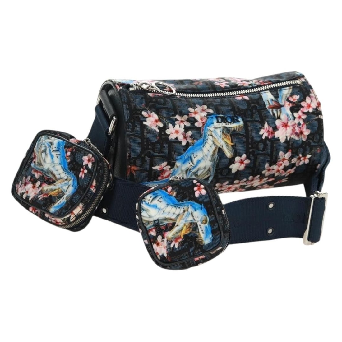 Christian Dior Trotter Canvas Nylon Shoulder Bag Navy Silver: Christian Dior Trotter Canvas Nylon Shoulder Bag Navy Silver This Christian Dior shoulder bag features a navy and silver nylon Trotter canvas exterior. Crafted in Italy, it offers an approximate size