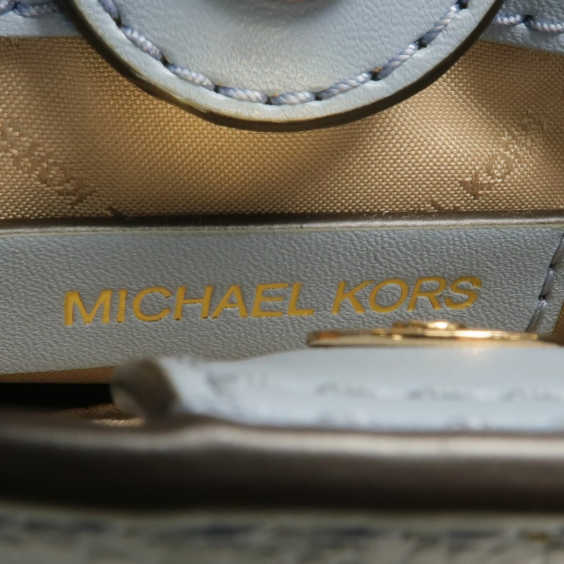 Michael Kors Blue Calfskin Two Way Shoulder Handbag with Gold Hardware - 6