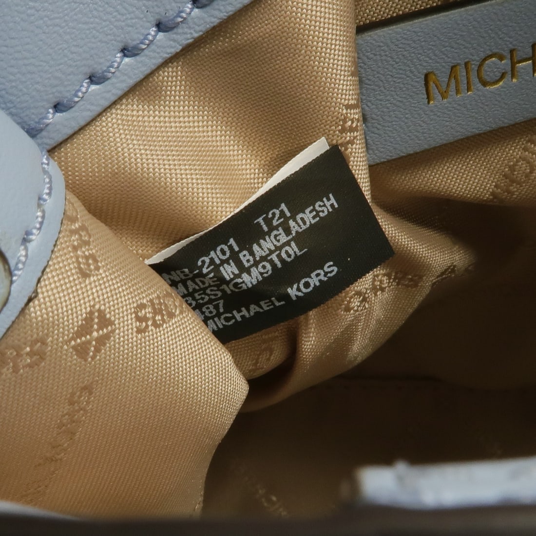 Michael Kors Blue Calfskin Two Way Shoulder Handbag with Gold Hardware - 7