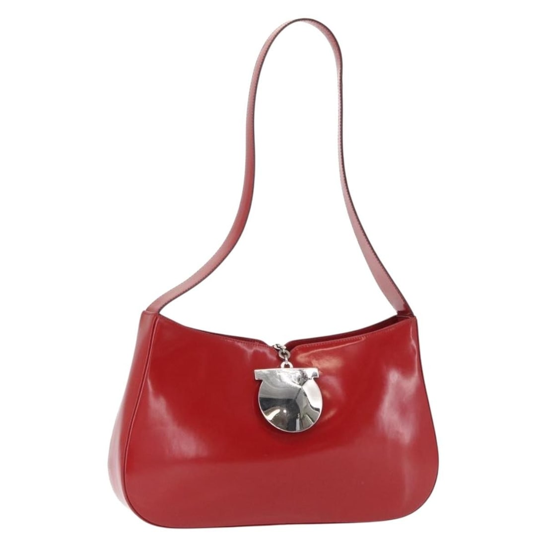 Salvatore Ferragamo Red Patent Leather Shoulder Bag Auth: Salvatore Ferragamo Red Patent Leather Shoulder Bag Auth This Salvatore Ferragamo shoulder bag is a stunning blend of style and functionality, crafted from luxurious patent leather in a striking red a