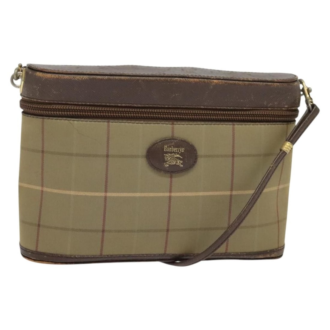 Burberrys Nova Check Beige Gold Canvas Shoulder Bag Auth (1 of 18)