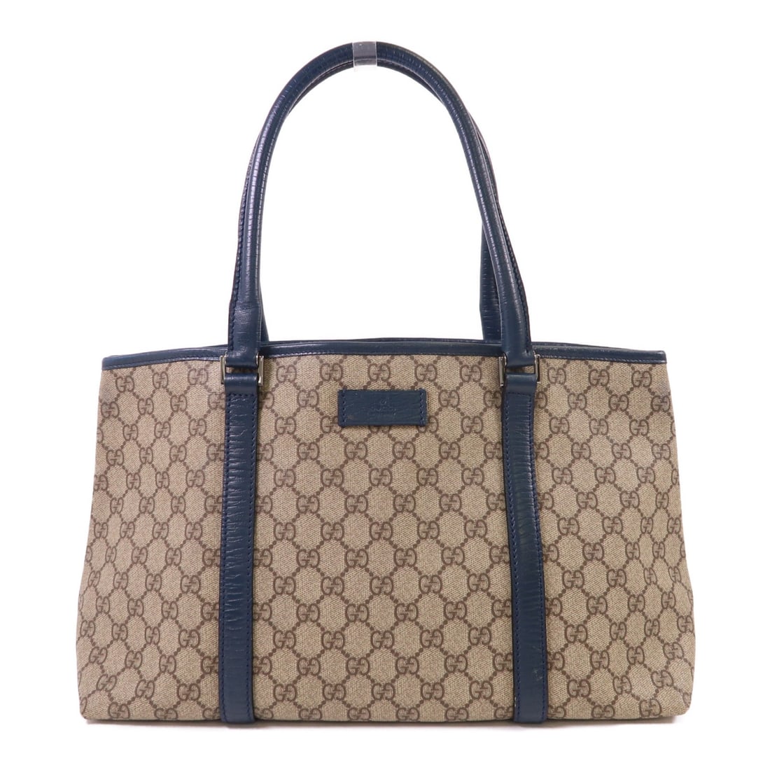 Gucci 114595 Brown Blue Coated Canvas Shoulder Tote Bag with Silver Hardware (1 of 18)