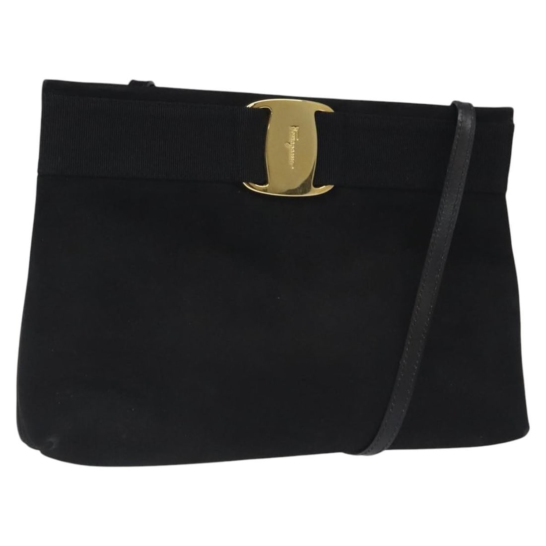 Salvatore Ferragamo Black Gold Suede Shoulder Bag Italy Auth D210588: Salvatore Ferragamo Black Gold Suede Shoulder Bag Italy Auth D210588 Discover the elegance of this Salvatore Ferragamo Shoulder Bag, a stunning blend of black suede with gold accents. Crafted in Italy