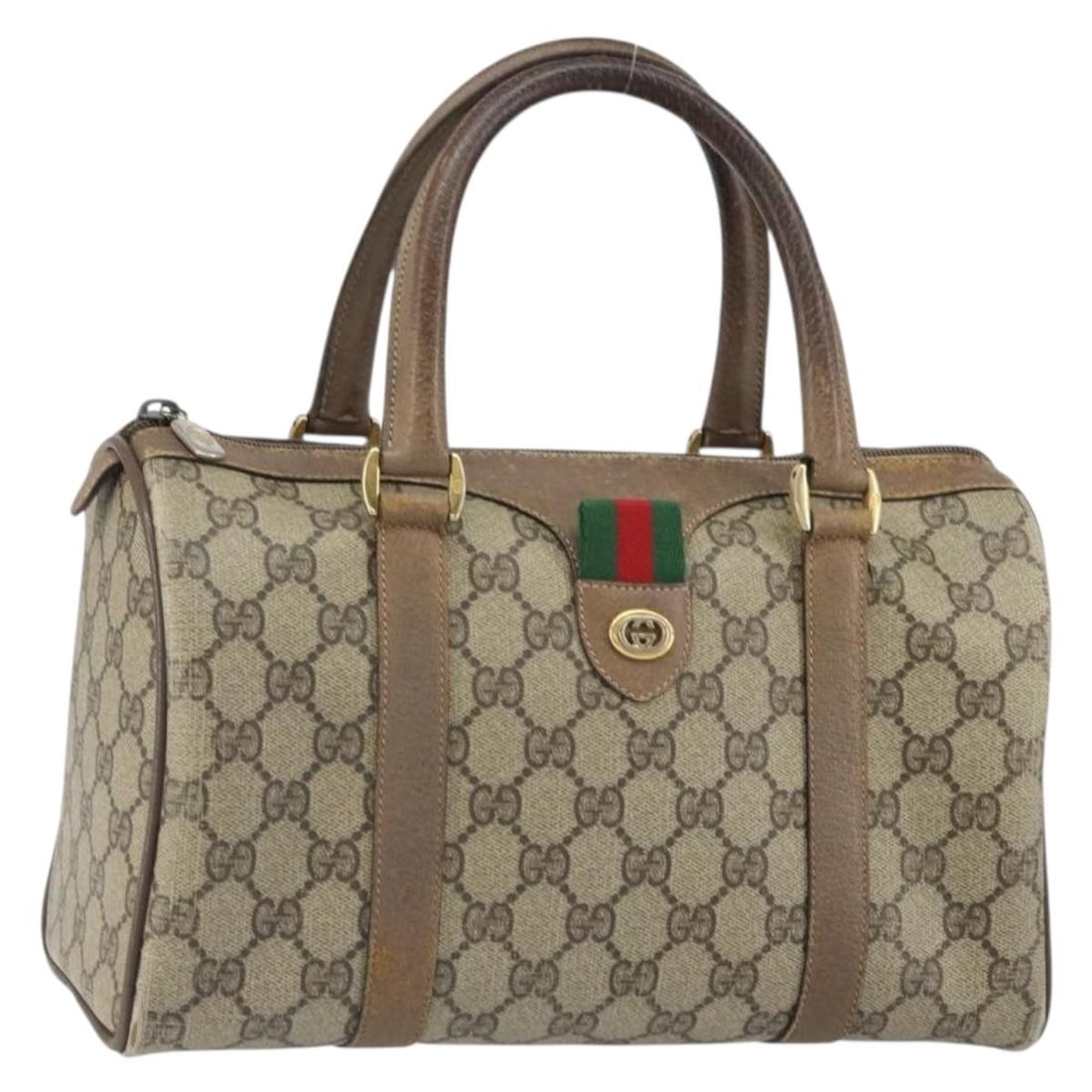 Beige GG Supreme Web Sherry Line Handbag by Gucci PVC Leather 116 02 006 (1 of 18)