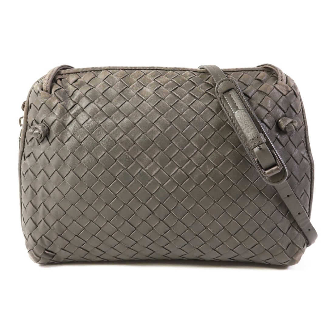 Bottega Veneta Gray Lambskin Leather Shoulder Bag Made in Italy (1 of 18)