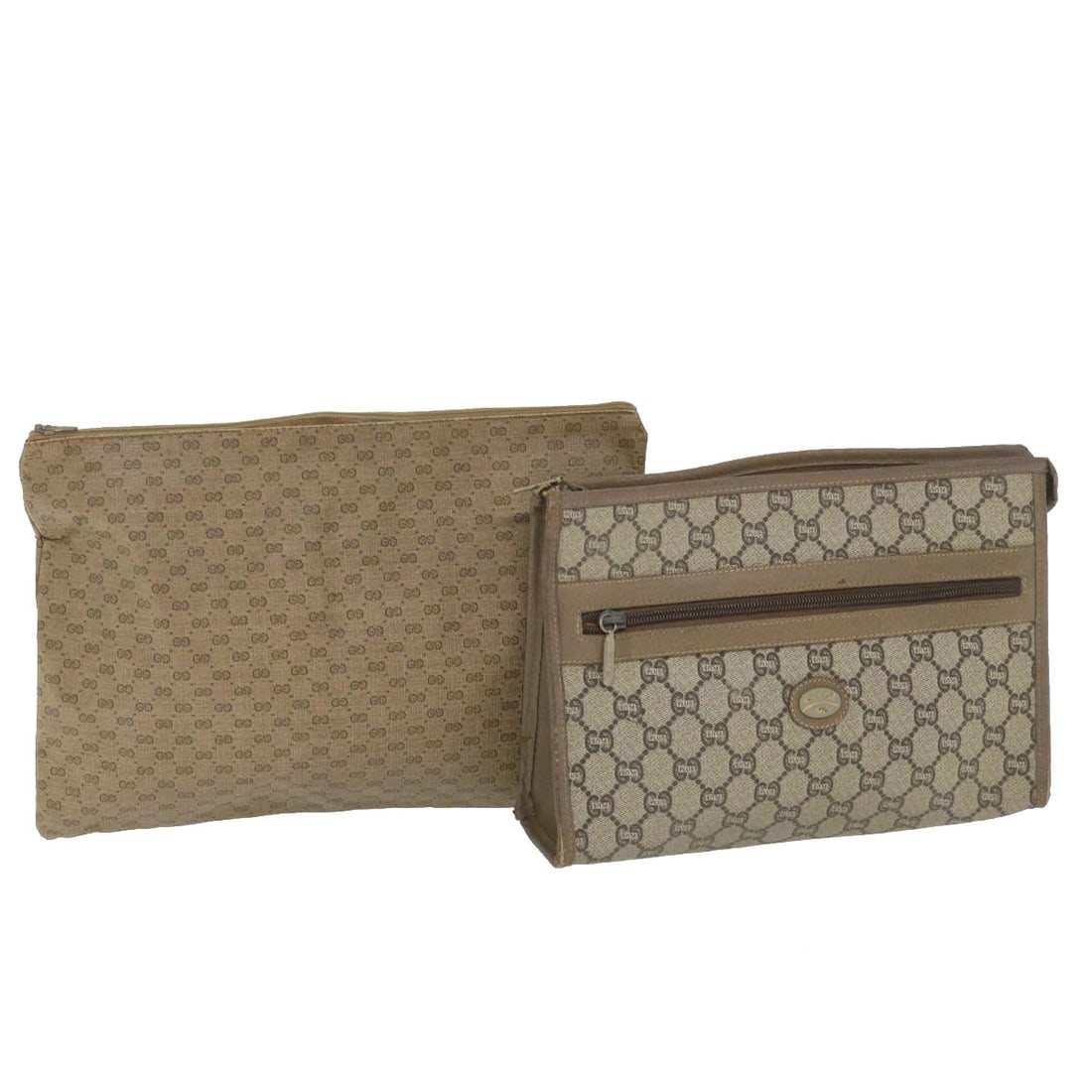 GUCCI GG Plus Beige PVC Leather Clutch Bag 2 Piece Set Auth (1 of 18)