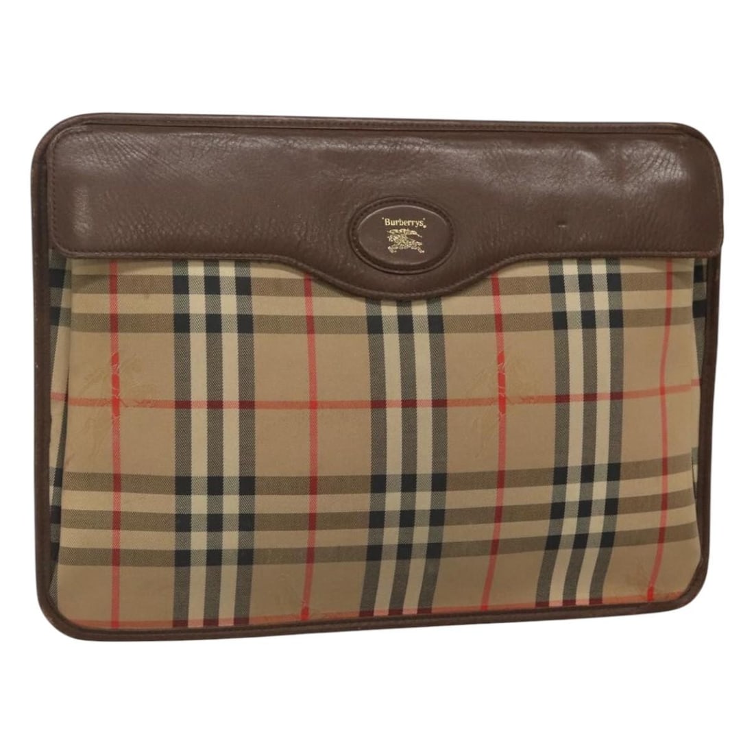 Burberrys Nova Check Beige Brown Canvas Clutch Bag Authentic: Burberrys Nova Check Beige Brown Canvas Clutch Bag Authentic Elevate your accessory collection with this Burberrys Nova Check Clutch Bag. Crafted from durable canvas, this stylish clutch features a cl