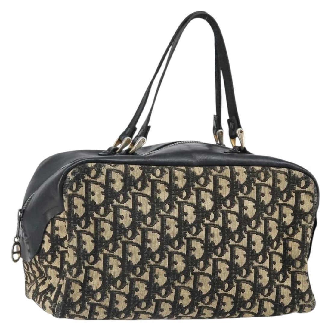 Navy Trotter Canvas Christian Dior Handbag from France: Navy Trotter Canvas Christian Dior Handbag from France This Christian Dior Trotter Canvas handbag in navy features the iconic Trotter pattern and is crafted from durable canvas. The bag shows signific