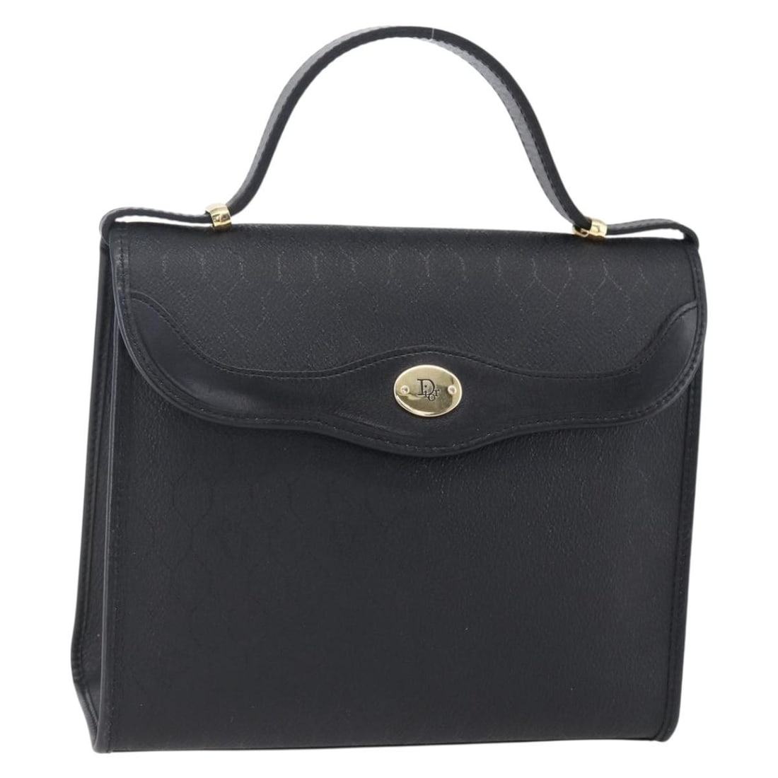 Christian Dior Honeycomb Canvas Hand Bag Black Gold PVC Auth: Christian Dior Honeycomb Canvas Hand Bag Black Gold PVC Auth Introducing the Christian Dior Honeycomb Canvas Hand Bag, a luxurious piece expertly crafted in France. This stylish handbag features a sop