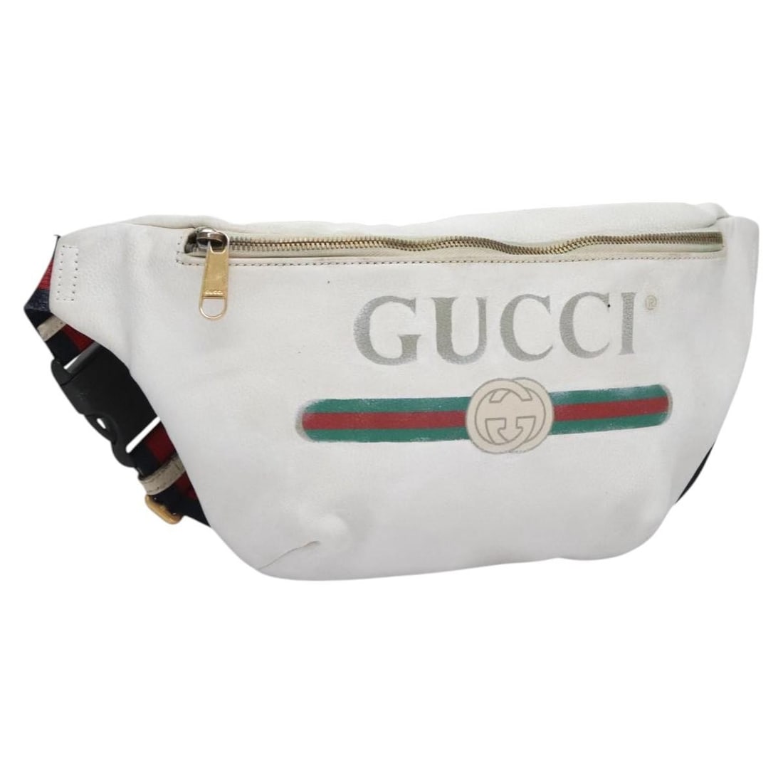 GUCCI Sherry Line Leather Shoulder Bag White Red Navy 493869 Auth (1 of 18)