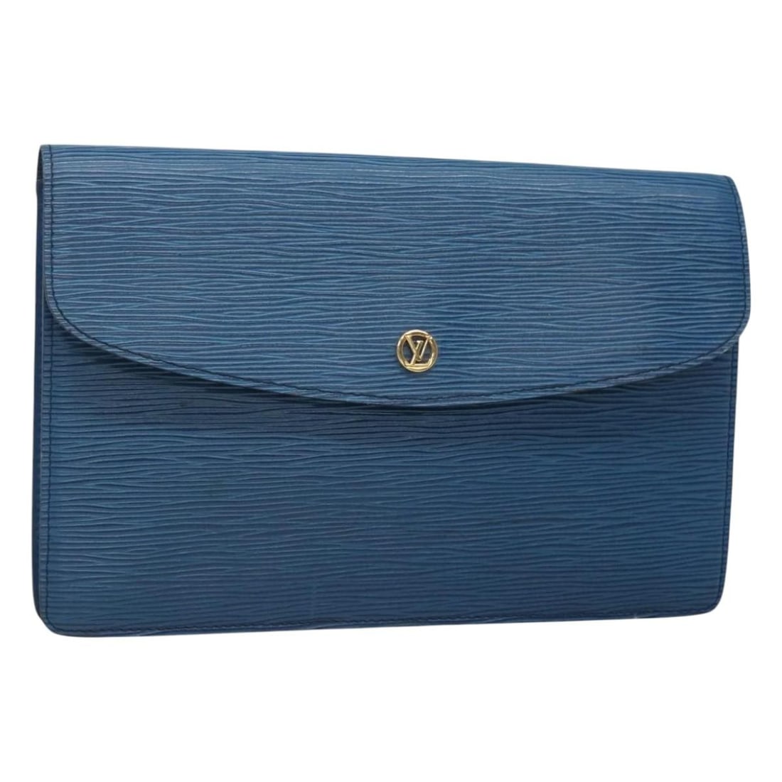 LOUIS VUITTON Epi Montaigne 27 Clutch Bag Blue M52655 France Auth: LOUIS VUITTON Epi Montaigne 27 Clutch Bag Blue M52655 France Auth This LOUIS VUITTON Epi Montaigne 27 Clutch Bag showcases a stylish design in a vibrant blue hue, crafted from durable Epi leather. The
