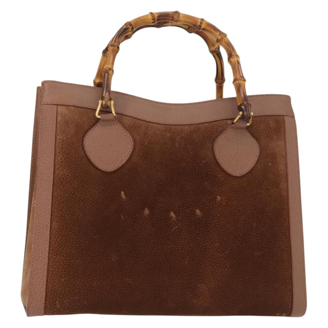 GUCCI Bamboo Suede Hand Bag Brown Gold 002 1186 2060 Auth (1 of 18)