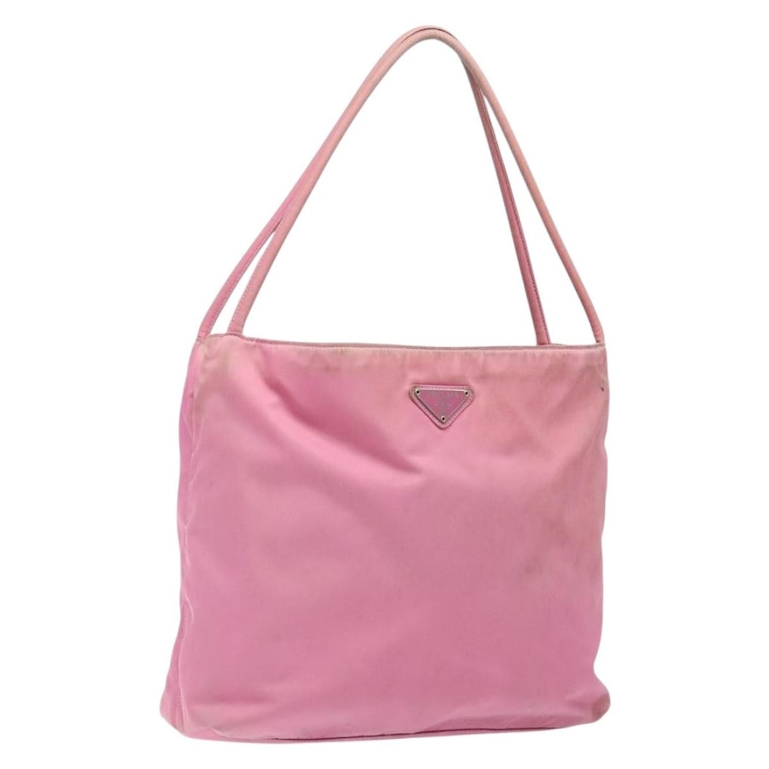 PRADA Pink Silver Nylon Tote Bag Made in Italy Auth 138372: PRADA Pink Silver Nylon Tote Bag Made in Italy Auth 138372 This PRADA Tote Bag is a stylish accessory crafted from durable nylon in a striking pink and silver color combination. Designed for functiona