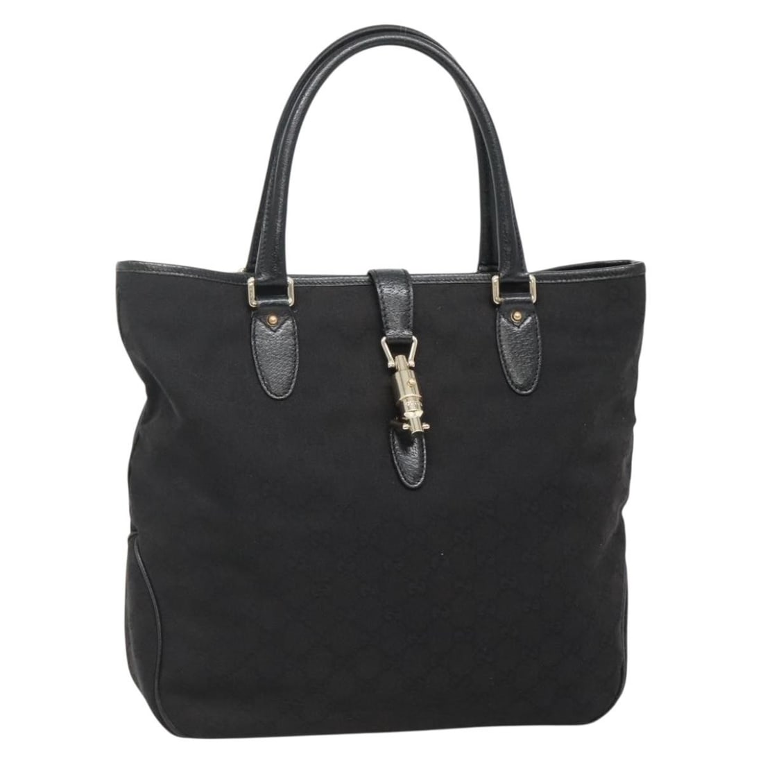 GUCCI GG Canvas Jackie Hand Bag Black Gold 145818 Italy: GUCCI GG Canvas Jackie Hand Bag Black Gold 145818 Italy The GUCCI GG Canvas Jackie Hand Bag features a stylish black and gold color scheme, crafted from durable GG Canvas. This sophisticated hand bag