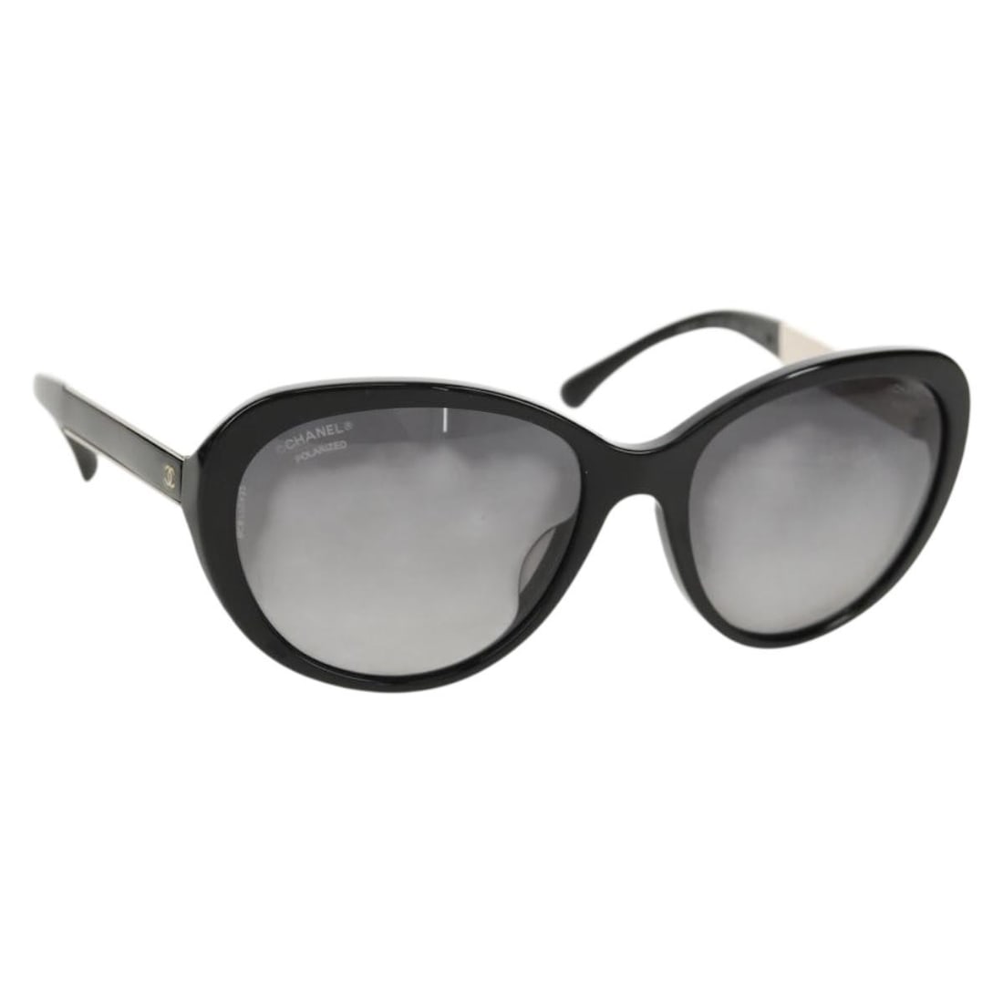 CHANEL Black Plastic Sunglasses with Case Made in Italy: CHANEL Black Plastic Sunglasses with Case Made in Italy Elevate your style with these authentic CHANEL sunglasses, crafted in Italy from high-quality plastic. The sleek black color and iconic CC logo