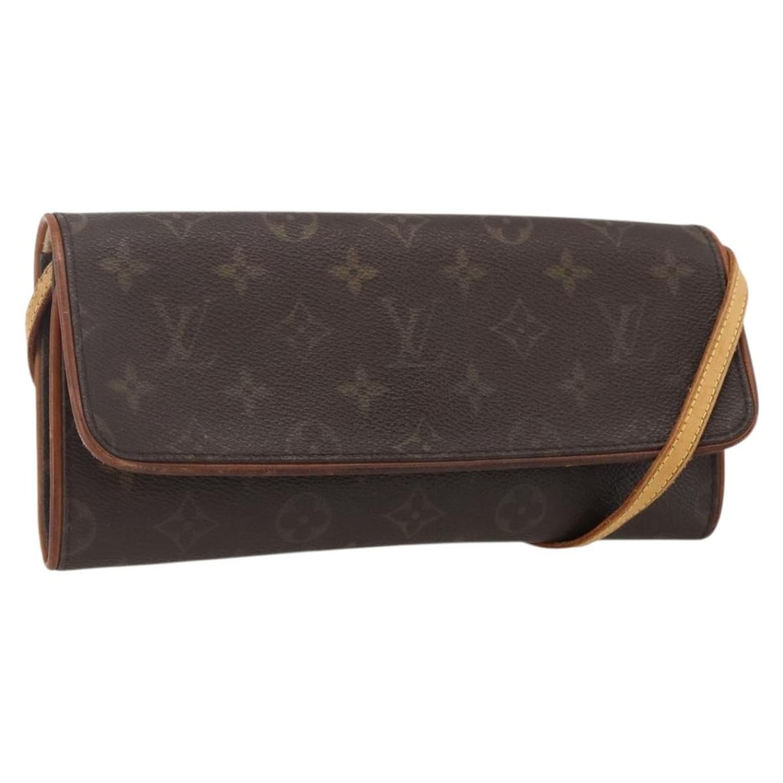 Louis Vuitton Pochette Twin GM Monogram Canvas Shoulder Bag M51852 with Strap: Louis Vuitton Pochette Twin GM Monogram Canvas Shoulder Bag M51852 with Strap This LOUIS VUITTON Monogram Pochette Twin GM is a classic shoulder bag crafted from signature monogram canvas. The bag fea